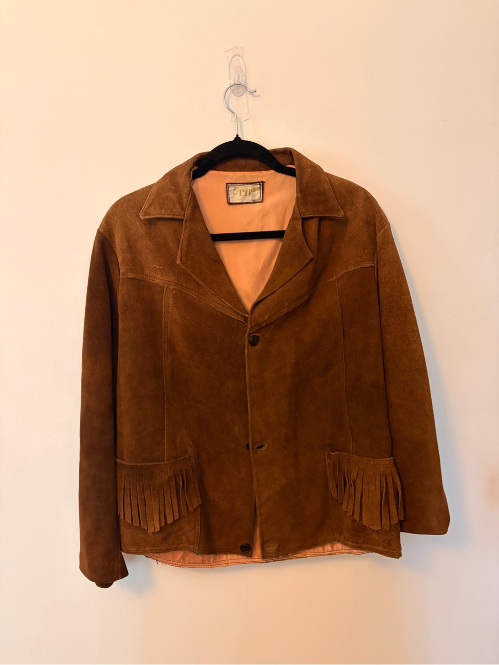 Unisex boho Brown Suede Fringe Jacket size 38
